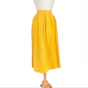 Vintage Yellow Linen Button Front Skirt